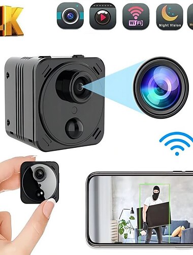 minikamera piilotettu wifi 4k langaton sisätiloissa pieni lastenhoitaja ip-kamera kodin turvallisuus salainen valvonta pieni videonauhuri puhelinsovelluksella yönäkö ai ihmisen havaitseminen 100