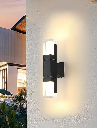 LED-Sensor-Wandleuchte, Wandleuchte für den Außenbereich, Wandleuchten aus schwarzem Metall, Up-Down-Wandleuchten, Wandlaterne aus Aluminium, wasserdichte IP65-Scheinwerfer, Nachtlampen für Veranda, Terrasse, Garten, 85–265 V