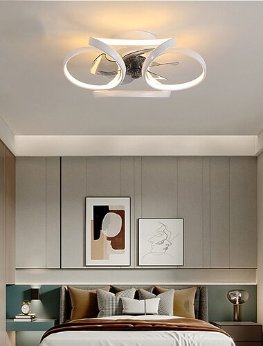 led loftsventilatorer, der kan dæmpes med fjernbetjening kontra blomsterdesign 55 cm loftslampe, akryl lampeskærm, lysekrone soveværelse stue stue