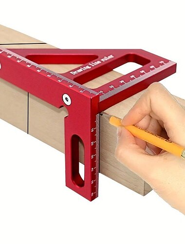 Regla de medición multiángulo 3D, transportador cuadrado de carpintería de aleación de aluminio de 45/90 grados, regla de línea de dibujo, regla triangular de inglete herramienta de medición de diseño de alta precisión para carpintero ingeniero