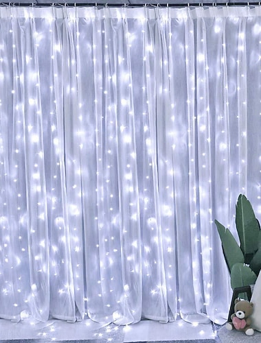 Luzes de Fadas para Cortina Luzes em Corda 8 Modos com Controle Remoto Decoração de Luz para Festa de Casamento Alimentadas por USB Presente do Dia dos Namorados