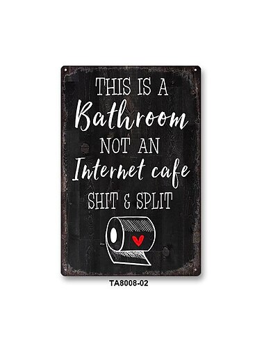 1pc sarcastische metalen tin teken badkamer decor muur decor borden dit is badkamer geen internet 20x30cm/8''x12''