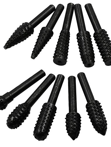 5/10 stks roterende braam rasp set koolstofstaal houtsnijwerk vijl rasp boren geschikt voor roterende gereedschappen voor diy houtbewerking hout plastic carving polijsten slijpen graveren