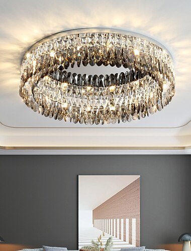 נברשת 60/80 ס"מ led קריסטל תקרת אור עיגול עיצוב ייחודי עיצוב פלאש מאונט אורות נירוסטה led נורדי בסגנון 110-240v