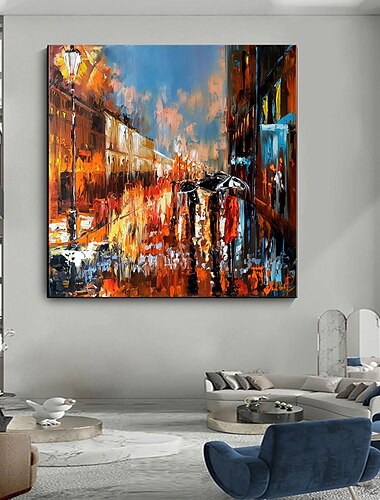ručně vyráběné ručně malované olejomalba nástěnné deštivé dny malba původní déšť městské umění deštník umění olejomalby abstraktní umělecká díla dekor srolované plátno bez rámu nenatažené
