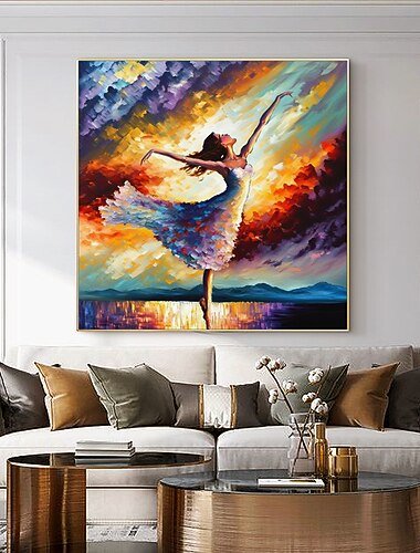 Peinture à l'huile faite à la main toile art mural décor original danse fille figure abstraite peinture pour la décoration intérieure avec cadre étiré/sans peinture de cadre intérieur
