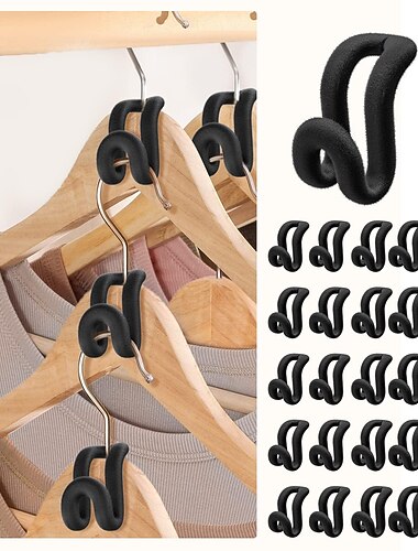 10db ruhaakasztó csatlakozó kampó, csúszásmentes bársony bevonatú vállfák, pelyhesítő vállfák hosszabbító kampók helytakarékos nagy teherbírású ruhaakasztó kampók szekrényrendezőhöz