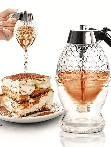 8 oz kapacitet honungsdispenser med no-dropplös lönnsirap & honungskamformad kruka - perfekt för hemförvaring!
