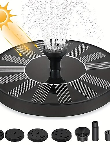  Solar Fountain Pump Circle Solar Water Features for the Garden Storage 1600mah Battery Floating Garden Water Fountain Decoration Pool Pond Solar Panel Powered Water Pump Garden Decoration