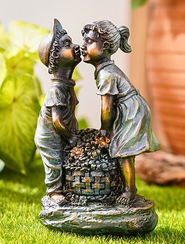 kerti szökőkút szobor fluoreszkáló fény éjjel gyerekes szeszélyes antik bronz szökőkút szobor tereprendezés kerti pázsithoz terasz terasz művészeti dekoráció