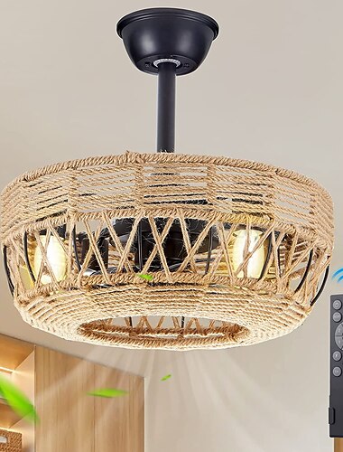 takfläkt med lampor kristallsvart 18" varmvit led 6 hastigheter tidtagning vändbara blad med fjärrkontroll, hushållsfläkt ljuskrona, inomhus lågprofil infälld takfläkt 110-120v