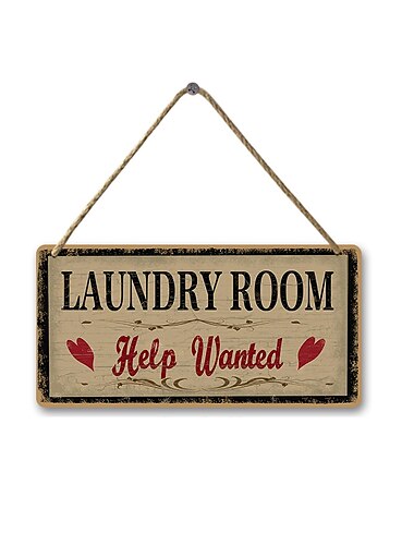 1stk, klesvask treskilt treplakett treplate til vaskerom hengende skilt vaskehus dørdekorasjon hjem veggdekor 15x30cm/6''x12''
