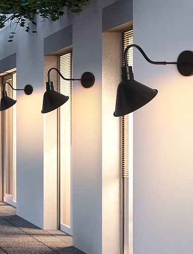 stodoła kinkiet typu "gęsia szyja" na zewnątrz/wewnątrz ip65 wodoodporny wiejski dom do montażu na ścianie vintage oprawa oświetleniowa matowa czarna obudowa na werandę, dom, garaż, patio, wynajem,