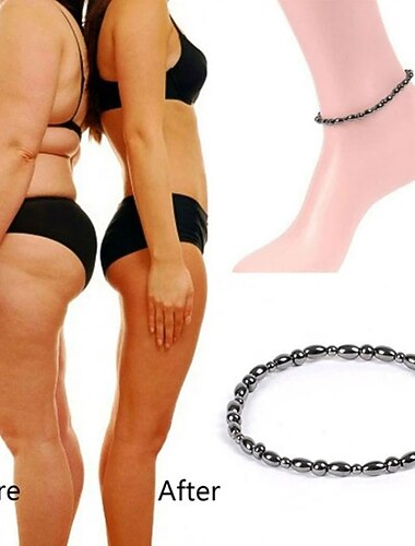 2 יחידות לרדת במשקל ילדה נשים גברים קסם מגנטי אבן שחורה קרסול טבעי שחור אובסידיאן טיפול מגנטי קרסול דק המטיט