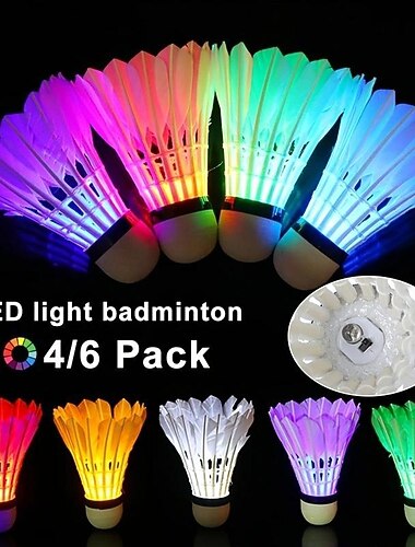LED petucos de bádminton LED coloridos petos de plumas de ganso que brillan en la oscuridad iluminación para actividades deportivas exteriores e interiores