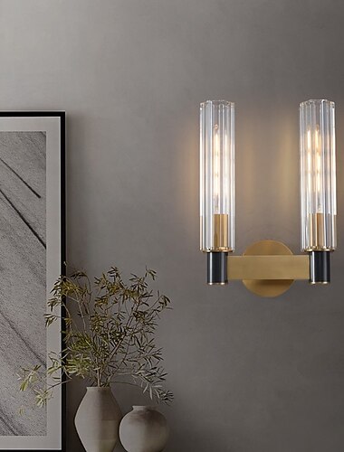 lightinthebox תאורת קיר led, סלון יוקרתי קריסטל נחושת קיר פמוט תאורת קיר זהב מנורת קיר יצירתיות חדר שינה מסדרון led קריסטל אורות קיר