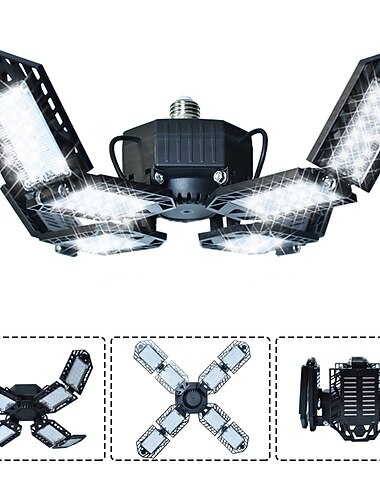 LED garage lumières ampoule 6/8/10 panneaux 200w 20000lm 6500k led boutique lumière avec panneaux déformables sous-sol grange lumière garage plafonniers