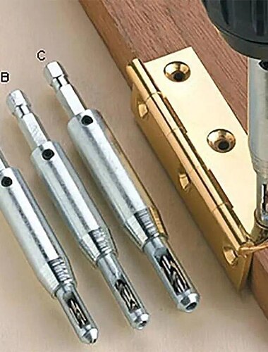 4 stk selvsentrerende hengselsbor sett høyhastighets stål trebearbeidingsdør vindu hengselsbor posisjoneringshullåpner