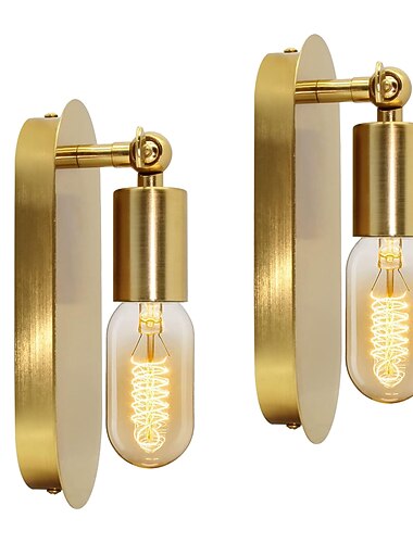 Messing Badezimmer Wandleuchte E27 Retro Wandbeleuchtung Innenbeleuchtung Vintage Gold Wandbeleuchtung 2 Stück drehbare Wandleuchte E27 Wandleuchte Innen Metall für Galerie Restaurant Café