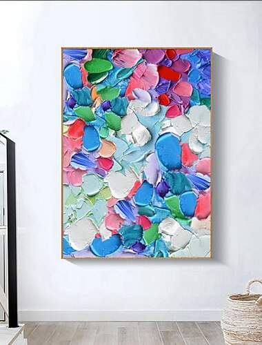  الدليل مصنوع يدوي هانغ رسمت النفط الطلاء رسمت باليد بانوراما رأسية تجريدي الأزهار / النباتية الحديث الواقعية بدون إطار داخلي