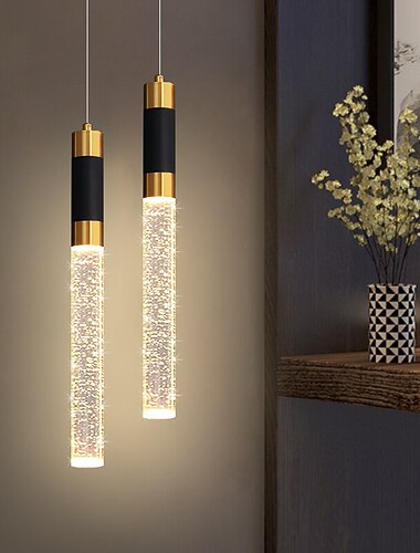 Luminaire suspendu LED dimmable 34 cm cristal moderne luminaire pour îlot de cuisine, éclairage suspendu réglable pour îlot de cuisine, lustre LED or noir pour salle à manger, chambre à coucher, mini