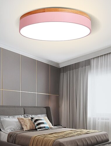  Plafonnier LED 30 cm Style Nordique Plafonniers Basiques Secteur Metallique Moderne Finitions Peintes Bois Jaune Noir Blanc Vert Bleu Gris Rose 110-120v 220-240v