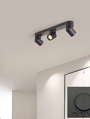LED Smart  Ceiling Spotlight with Control Panel 30cm/50cm 2/3-Head Directional Ceiling Mount Light Fixture, Adjustable Surface Mounted Spot Lights, Corridor Gallery Shop Round Ceiling Spotlights Fixed Track Lighting