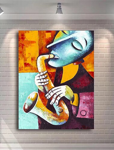 Abstract Picasso Man Playing Musical Instrument Poster Grace Woman Oil Painting on Canvas Nordic Jazz Violin Prints Home Decor
