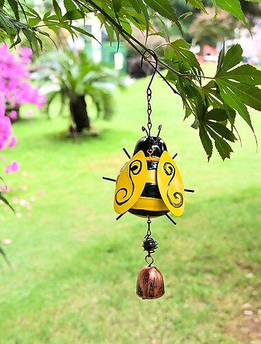 1 stk bie vindklokker marihøne vindklokker innendørs utendørs mobil romantiske klokkespill hengende ornament for vindu balkong hage uteplass hage bakgård eller festivalinnredning