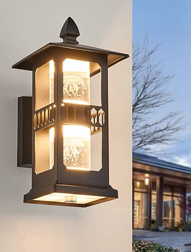 utendørs vegglamper utvendig vanntette vegglanterner, verandalamper veggmontert belysning glassskjermer, moderne vegglamper for terrassedør inngangsdør varm hvit 110-240v