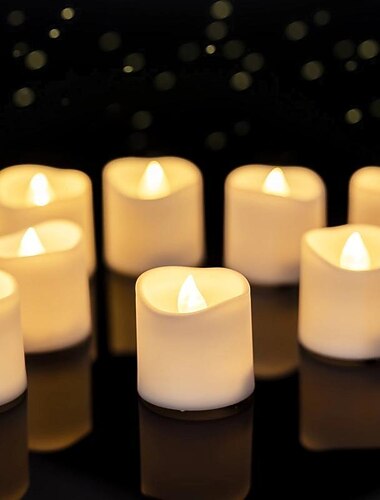 12 kpl LED Ilman Liekkejä Ajastettu Karhuvalot Pitkäkestoiset Paristokäyttöiset Teekynttilät Joulu Halloween Häät Pöytäkoristelu Lämmin Valkoinen