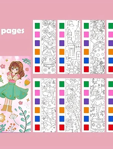12 piezas de libros para colorear de acuarela para niños, libro para colorear y dibujar, papel para colorear con bolígrafo de pintura de acuarela incorporado que mejora el enfoque de los niños