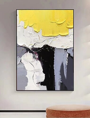 peint à la main peint à la main peinture à l'huile texture épaisse mur art abstrait moderne noir blanc peinture décoration de la maison décor toile roulée pas de cadre non étiré