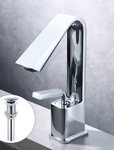 浴室の蛇口シンクミキサー洗面器タップ、ポップアップ排水管付き、モノブロックシングルハンドル洗面所用蛇口、冷温ホース付き