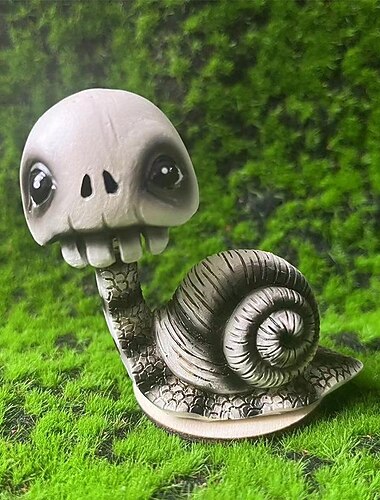 Halloween-Harz-Ornament-Dekoration, schüttelnder Kopf, Totenkopf, Schnecke, Heimbüro-Dekoration, Kunstharz, Kunsthandwerk, Halloween-Skelett-Dekoration
