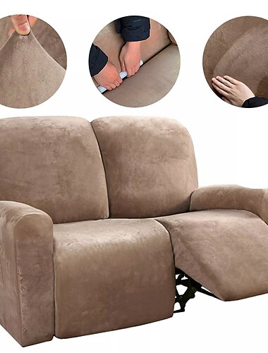  Fundas para sofas reclinables seccionales, 1 juego de 6 piezas, microfibra elastica, alta calidad, color burdeos y rojo, funda de terciopelo para sofa, funda para sofa de 2 asientos, cojin para sofa