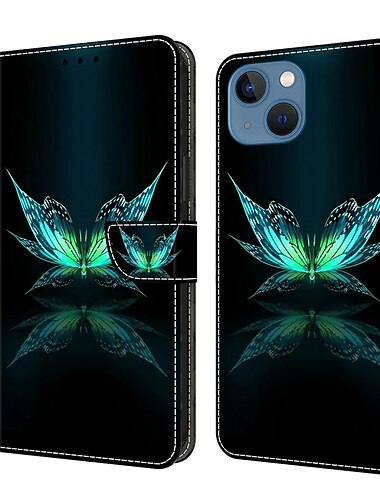 telefon Etui Til iPhone 16 15 14 Pro Max Plus 13 12 11 Pro Max Mini Tegnebogskortetui Flip cover Med stativ Magnetisk Kortplads Sommerfugl Blomst Blomster TPU PU Læder