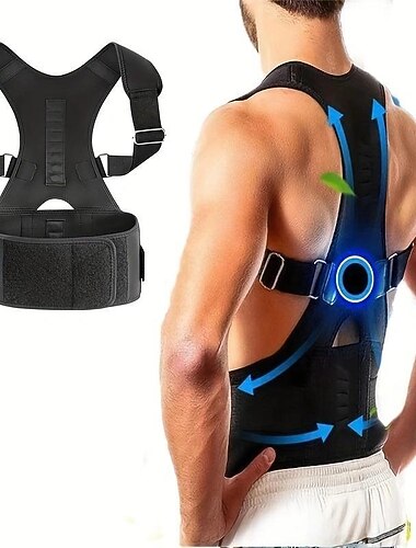 Justerbar Dobbelt Træk Rem Skulder Rygsøjle Støttebælte Lændeholdningskorrektion Mænd Kvinder Ortopædisk Øvre Rygstøtte Korset Valentinsdag Gave