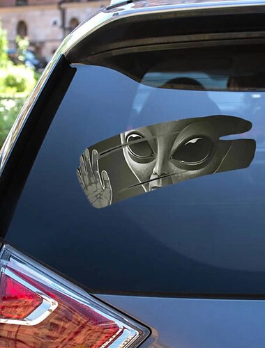 3d alien revnet bil mærkat cool selvklæbende pvc vinyl auto racing mærkat til dækning af ridser & træk blomster 11,8 x 7,87 tommer