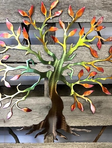 Décoration murale en métal arbre arbre de vie art mural en métal oiseau ornement maison chambre salon fenêtre décoration