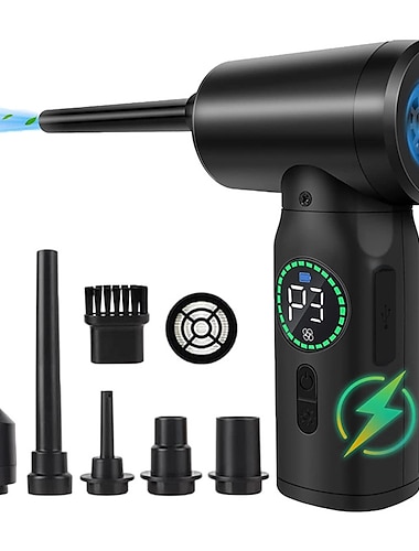 tryckluftsdammare 50000 rpm tangentbordsrengörare för kontor 2 justerbara hastigheter elektriska luftdammar bra ersättning för tryckluftburk 6000 mah uppladdningsbar elektrisk dammar för djuprengöring