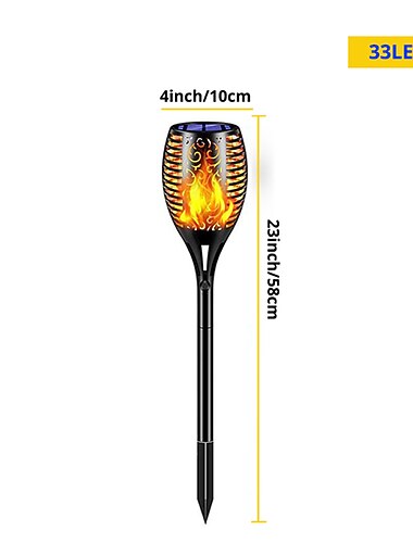 Solar-Gartenflammenlicht - 96 LED Außenweg flackernde Fackel wasserdichte Landschaftsrasenlampe für Wegbeleuchtung  Dekor für Halloween