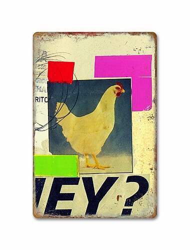 1kpl maatilan metalli peltikyltti kana kana peltikyltti vintage keittiökyltit seinäsisustus, maalaus seinäteline ravintolan sisustukseen baarisisustus kodin sisustus seinätaide metalli peltikyltti
