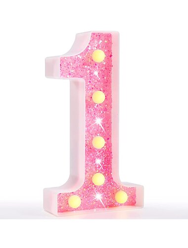 LED Betű Lámpák Világító Rózsaszín Betűk Csillogó Ábécé Betű Tábla Elemmel Működő Esti Fény Születésnapi Parti Esküvő Lányok Ajándékok Otthoni Bár Karácsony/Halloween Díszítés Rózsaszín Betű