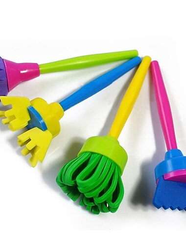 4 pçs/conjunto de ferramentas de pintura, brinquedos de desenho, carimbo de flor, esponja, conjunto de escova, materiais de arte para crianças, presente para crianças