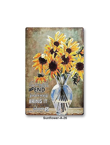 1 stk retro metal blik skilt kat solsikke blik skilt vintage hjem vægindretning, maleri vægophæng til boligindretning vægkunst metal blik skilt 20x30cm/8''x12''