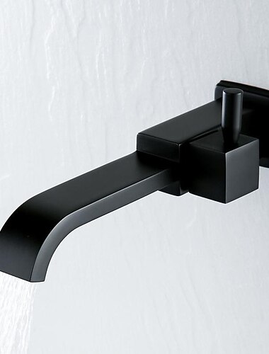 veggmontert baderomskran kun kaldt vann, monoblokk servantkraner enkelt hull messing vaskeromskran svart krom