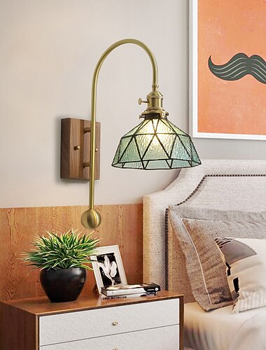 lightinthebox led vegglampe glass 1-light, e27 moderne vegglampe, minimalistisk firkantet brun glassvegglampe, moderne vinkeljusterbar vegglampe, for studie stue soverom 110-240v