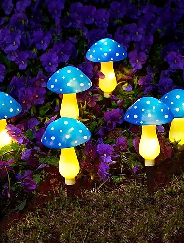 solar outdoor waterdichte tuinpaddestoelverlichting 6led 8 modi verlichting tuin gazon binnenplaats villa loopbrug patio landschap vakantie decoratie licht