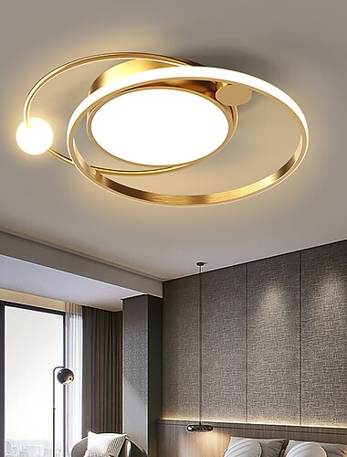 led taklampe rund design taklampe moderne kunstnerisk metall aluminiumstil trinnløs dimming soverom malt finish lys 110-240v kun dimmes med fjernkontroll